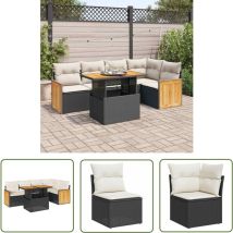 VidaXL 6-tlg. Garten-Sofagarnitur mit Kissen Schwarz Poly Rattan