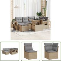 VidaXL 7-tlg. Garten-Sofagarnitur mit Kissen Beige Poly Rattan