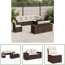 vidaXL 8-tlg. Garten-Sofagarnitur mit Kissen Braun Poly Rattan
