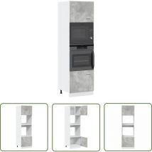 The Living Store - vidaXL Armoire à micro-ondes Gris béton 60x57x207 cm Aggloméré