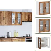 The Living Store - vidaXL Armoire murale de cuisine avec porte en verre Porto vieux bois