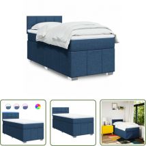 VidaXL Boxspringbett mit Matratze Blau 90x200 cm Stoff