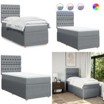 Vidaxl - Boxspringbett mit Matratze Hellgrau 90x190 cm Stoff