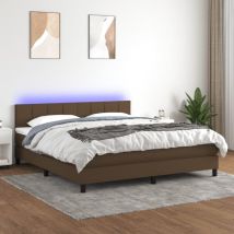 Boxspringbett Mit Matratze & Led Dunkelbraun 160x200 Cm Stoff Vidaxl