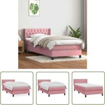 VidaXL Boxspringbett mit Matratze Rosa 100x220 cm Samt