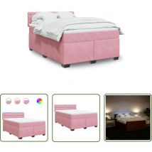 VidaXL Boxspringbett mit Matratze Rosa 160x200 cm Samt