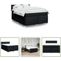 VidaXL Boxspringbett mit Matratze Schwarz 160x200 cm Stoff