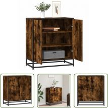 Thun - vidaXL Buffet chêne fumé 68x35x76 cm bois d'ingénierie et métal