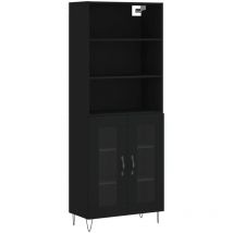 Jinlefu - Buffet haut Noir 69,5x34x180 cm Bois d'ingénierie vidaXL