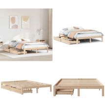 Cadre de lit avec tiroirs sans matelas 135x190 cm - Vidaxl