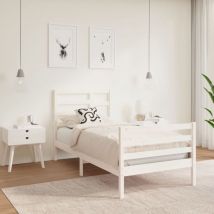 Cadre de lit Blanc Bois massif 90x190 cm Simple - Vidaxl