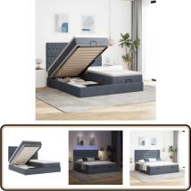 Cadre de lit ottoman avec matelas gris foncé 180x200cm velours - Vidaxl