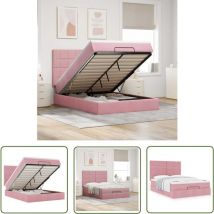VidaXL Cadre de lit ottoman avec matelas rose 140x200 cm velours