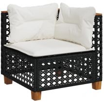 Canapé d'angle de jardin avec coussins noir résine tressée Vidaxl
