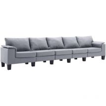 Canapé à 5 places Gris clair Tissu vidaXL