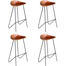 Chaises de bar lot de 4 marron cuir véritable Vidaxl