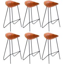 Chaises de bar lot de 6 marron cuir véritable Vidaxl