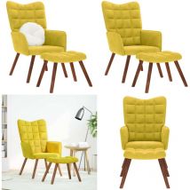 Vidaxl - Chaise de relaxation avec tabouret jaune velours