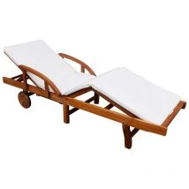 Doc&et² - Bain de soleil Chaise de jardin Transat de jardin - avec coussin Bois d'acacia solide BV958307