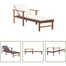 Doc&et² - The Living Store Chaise longue et coussin Résine tressée et bois d'acacia Noir - Chaise Longue - Transat - Mobilier De Jardin - Salon De