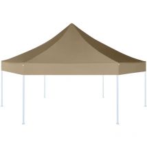 Chapiteau hexagonal pliable 3,6x3,1 m taupe 220g/m² Vidaxl