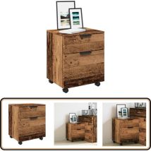 Classeur mobile roues vieux bois 45x38x54 cm bois d'ingénierie - Vidaxl