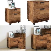Classeur mobile roues vieux bois 45x38x54 cm bois d'ingénierie - Vidaxl