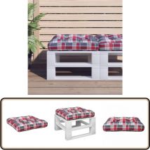 Coussin de palette motif à carreaux rouge tissu - Vidaxl