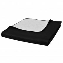 Couvre-lit à double face matelassé Noir/Blanc 170x210 cm Vidaxl