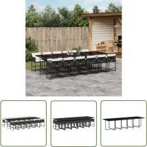 The Living Store - vidaXL Ensemble à manger de jardin 13 pcs coussins noir résine tressée