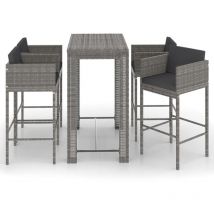 Doc&et² - inlife Ensemble de bar de jardin 5 pcs et coussins Résine tressée Gris