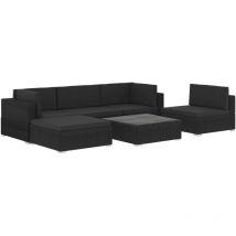 Salon de jardin moderne 6 pièces Noir 74x74x26 cm