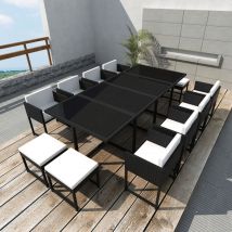 Salon de jardin bas et encastrable Noir 221x109x72 cm