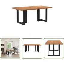 vidaXL Esstisch mit Baumkanten 180x100x74 cm Massivholz Eiche Rechteck