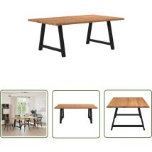 VidaXL Esstisch mit Baumkanten 200x120x74 cm Massivholz Eiche Rechteck