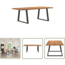 VidaXL Esstisch mit Baumkanten 220x100x74 cm Massivholz Eiche