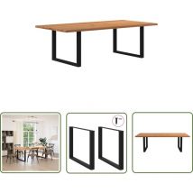 vidaXL Esstisch mit Baumkanten 240x120x74 cm Massivholz Eiche Rechteck