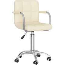 vidaXL Drehbarer Esszimmerstuhl Creme Stoff – 360° drehbar – Gasdruckfeder – 50 x 47 x (74,5-86) cm