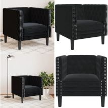 Vidaxl - Fauteuil Chesterfield noir velours