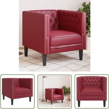 vidaXL Fauteuil Chesterfield rouge bordeaux similicuir