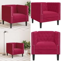 Vidaxl - Fauteuil Chesterfield rouge bordeaux velours