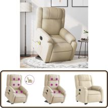 Fauteuil inclinable de massage électrique Crème Tissu - Vidaxl