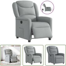 The Living Store - vidaXL Fauteuil inclinable électrique Gris clair Tissu