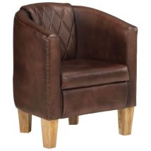 Vidaxl - Fauteuil Marron foncé Cuir véritable
