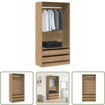 The Living Store - vidaXL Garde-robe chêne artisanal 100x50x200 cm bois d'ingénierie