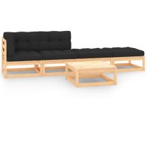 Minkurow - 5-tlg. Garten-Lounge-Set mit Kissen Massivholz Kiefer vidaXL