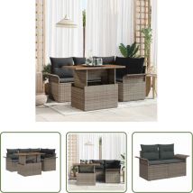 Terrassensofa - Garten-sofa-set Mit Speicher 5 Pcs Grau Poly Rattan