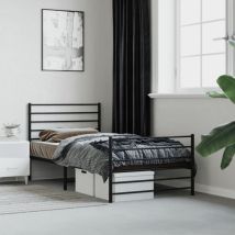 Vidaxl Giroletto Con Testiera E Pediera Metallo Nero 90x190 Cm
