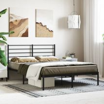 Jinlefu - vidaXL Giroletto con Testiera in Metallo Nero 135x190 cm