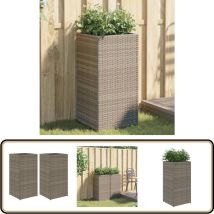 Vidaxl - Jardinières 2 pcs gris 40x40x80 cm résine tressée
